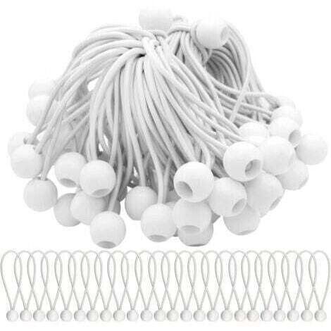 Lot de 50 Tendeur Elastique Cordons Élastiques avec Boules Sandow Elastique Boules Elastiques pour chapiteaux, tentes, bannières et bâches,INHHUB