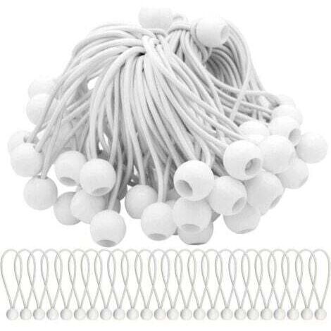 Lot de 50 Tendeur Elastique Cordons Élastiques avec Boules Sandow Elastique Boules Elastiques pour chapiteaux, tentes, bannières et bâches,TRIMEC