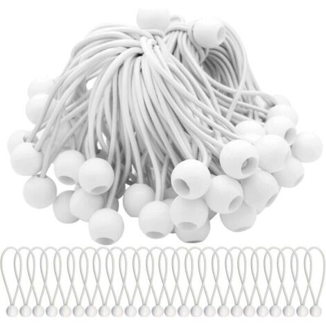 Lot de 50 Tendeur Elastique Cordons lastiques avec Boules Sandow Elastique Boules Elastiques pour chapiteaux, tentes, bannires et bches