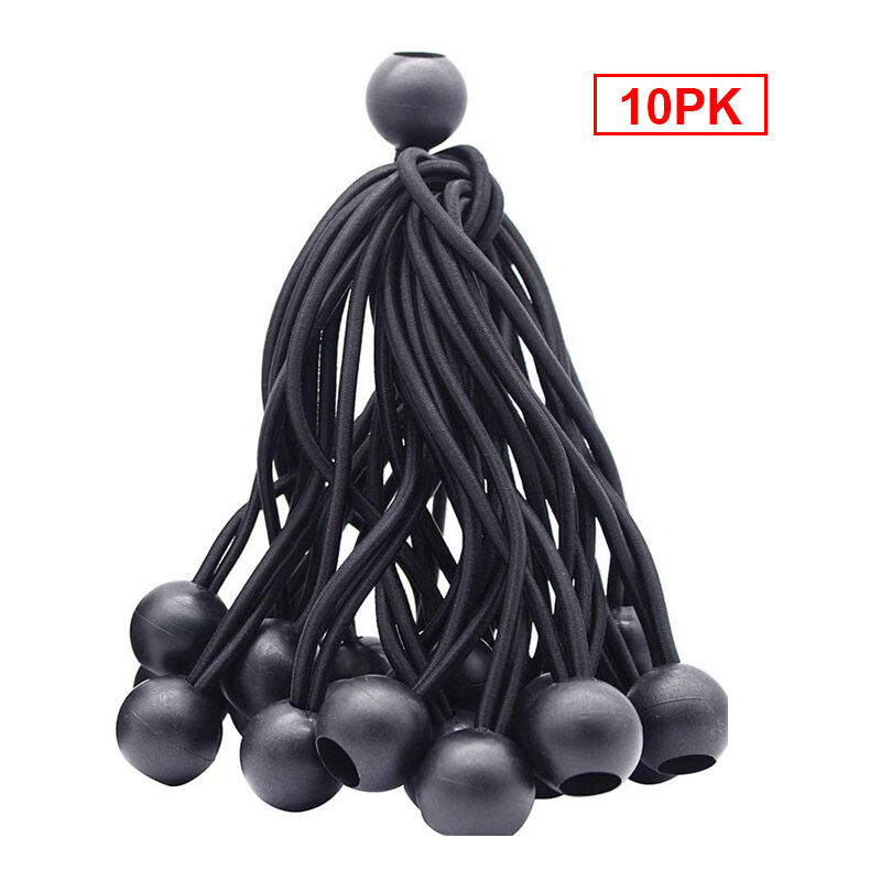 Lntyq - Lot de 50 tendeurs à boule élastique, tendeurs de bâche pour pavillon, camping, cordes de tente, harnais d'extension de rideaux, 15 cm (noir)