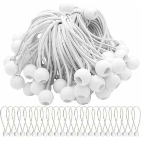 Lot de 50 tendeurs élastiques avec boules élastiques pour chapiteaux, tentes, banderoles et bâches.