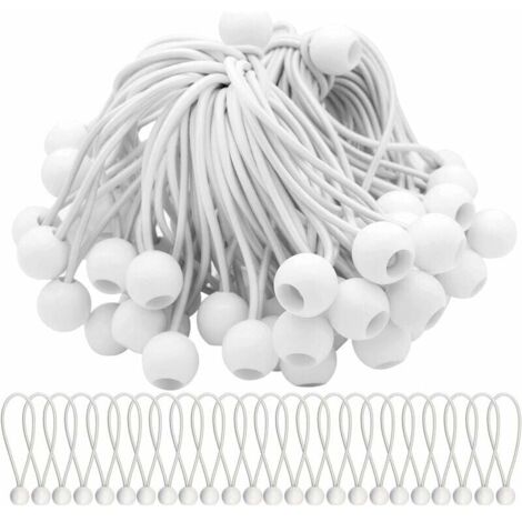 Lot de 50 tendeurs élastiques avec boules élastiques pour chapiteaux, tentes, banderoles et bâches.
