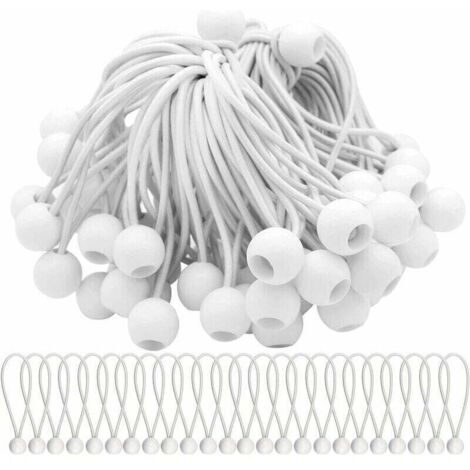 Lot de 50 tendeurs élastiques avec boules élastiques pour chapiteaux, tentes, banderoles et bâches.