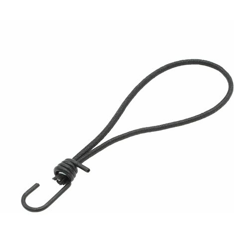 Lot de 50 tendeurs sandows élastiques avec 1 crochet et boucle - 26 cm - Noir - Linxor