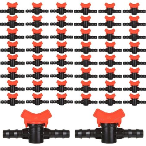 Lot de 50 Tuyau Vanne d'irrigation, Raccord Tuyau 16mm Robinet Plastique Jardin pour Système d'irrigation, 16 mm Vanne Tuyau Arrosage pour Rraccord Tuyau Arrosage Goutte à Goutte Jardin