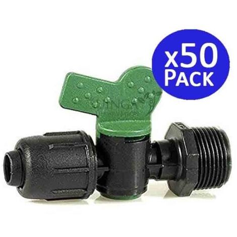 Lot de 50 Vanne 1/2'' M pour gaine agricole 16 mm pour système d'arrosage