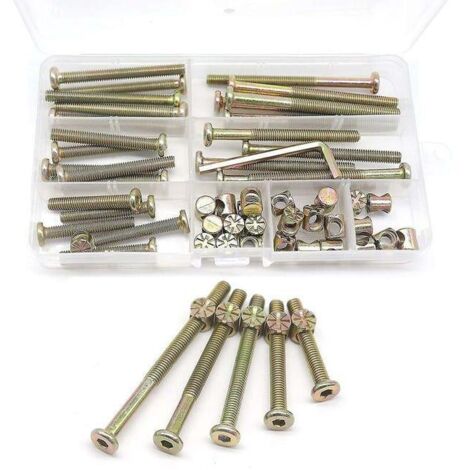 Lot de 50 vis à écrous et marteaux modulaires M6, différentes tailles (M6 x 40 mm/50 mm/60 mm/70 mm/80 mm, 5 pièces par boîte)