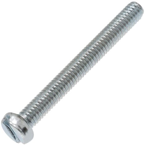 Lot de 50 Vis à métaux à tête cylindrique M4x35 mm à empreinte fendue S - boulon d'assemblage - DIN 84 - dureté 4.8 - en acier zingué - couleur argent