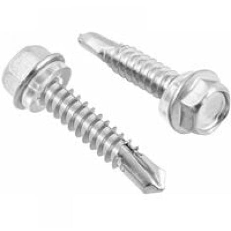 NAXUNNN Lot de 50 vis autoforeuse, en acier inoxydable, 6.3 mm X 32 mm, Vis Auto Perforante avec joint d'étanchéité,Vis autoperceuse