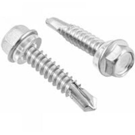 Lot de 50 vis autoforeuse, en acier inoxydable, 6.3 mm X 32 mm, Vis Auto Perforante avec joint d'étanchéité,Vis autoperceuse