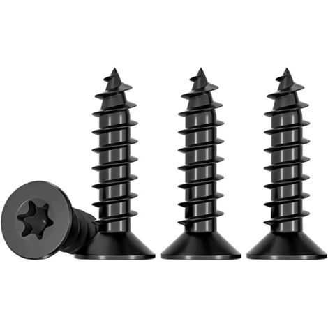 Lot de 50 Vis M4 x 25 mm vis à bois Torx noires - Avec tête fraisée en acier inoxydable A2 - Filetage complet - Vis autotaraudeuses - Vis universelles Torx TX20