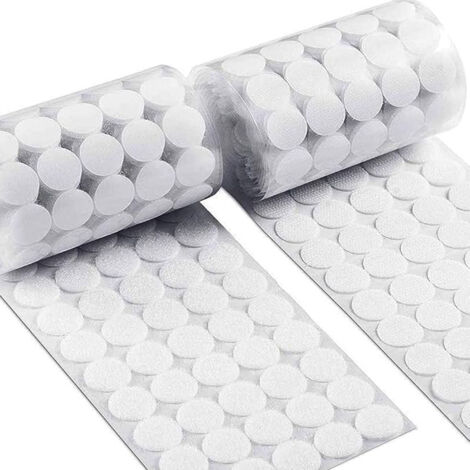 Lot de 500 attaches auto-adhésives Velcro 10mm blanches - Rondelles adhésives pour fixation murale et décoration
