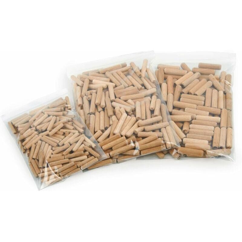 Lot de 500 cheville bois assorties 6mm 8mm 10mm - goujon bois de hêtre massif - convient pour le gabarit de perçage / guide de perçage