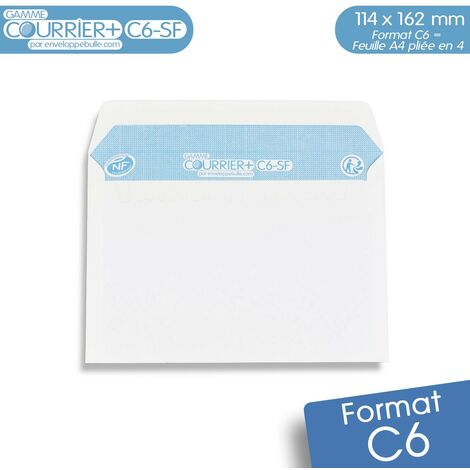 Lot de 500 Enveloppes blanches C6 - gamme Courrier+