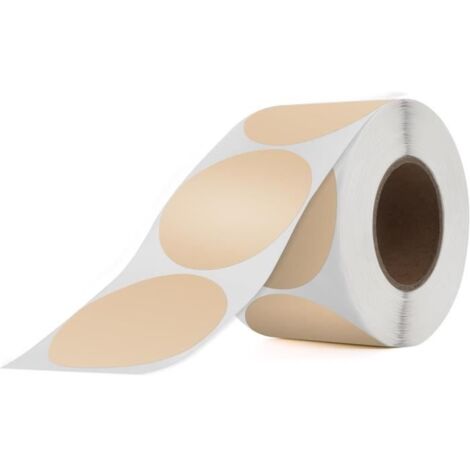 Lot de 500 étiquettes à points kaki - Rouleau de 50 mm - Vinyle autocollant - Thermique - Rondes - Imprimables - Pour bureau - Laser