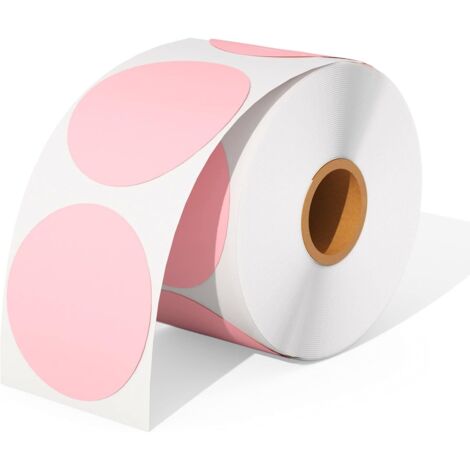 Lot de 500 Étiquettes Thermiques Ronde Rose, Etiquette Autocollante Ronde 2 x 2 pouces, Shipping Label Résistant aux rayures, à l'eau, à la saleté, à la poussière et à la graisse（rose）