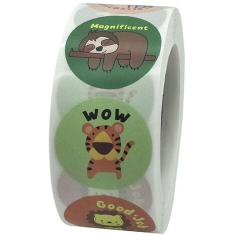 Lot de 500 mini autocollants animaux - 8 modèles différents pour enfants et enseignants (1 cm de diamètre, style 4)