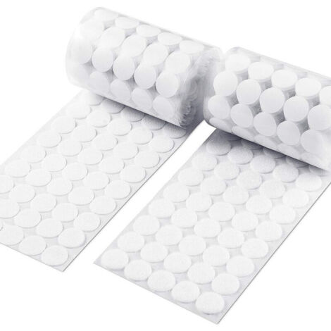 Lot de 500 paires de pastilles auto-adhésives Velcro 10mm (blanc) - Rondelles adhésives pour fixation