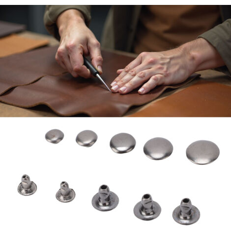 Lot de 500 rivets en cuir de 6 mm, 7 mm, 8 mm, 9 mm et 10 mm, comprenant des capuchons et des clous de 8 x 6 mm, pour la décoration de vêtements, chaussures, sacs et autres articles de loisirs créatif