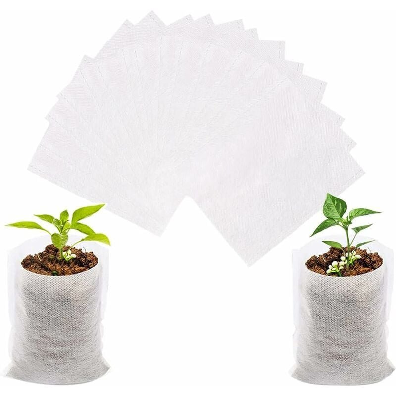 SNQ - Lot de 500 Sacs biodégradables Tissu Non tissé pour Plantes semis Sacs de Croissance d'élevage (14 x 16 cm)