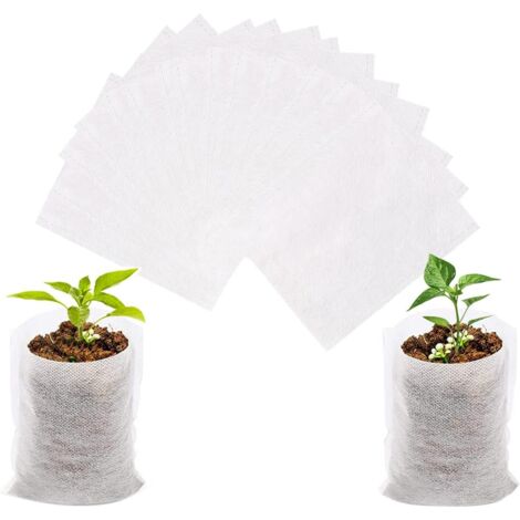 Lot de 500 Sacs biodégradables Tissu Non tissé pour Plantes semis Sacs de Croissance d'élevage (14 x 16 cm)