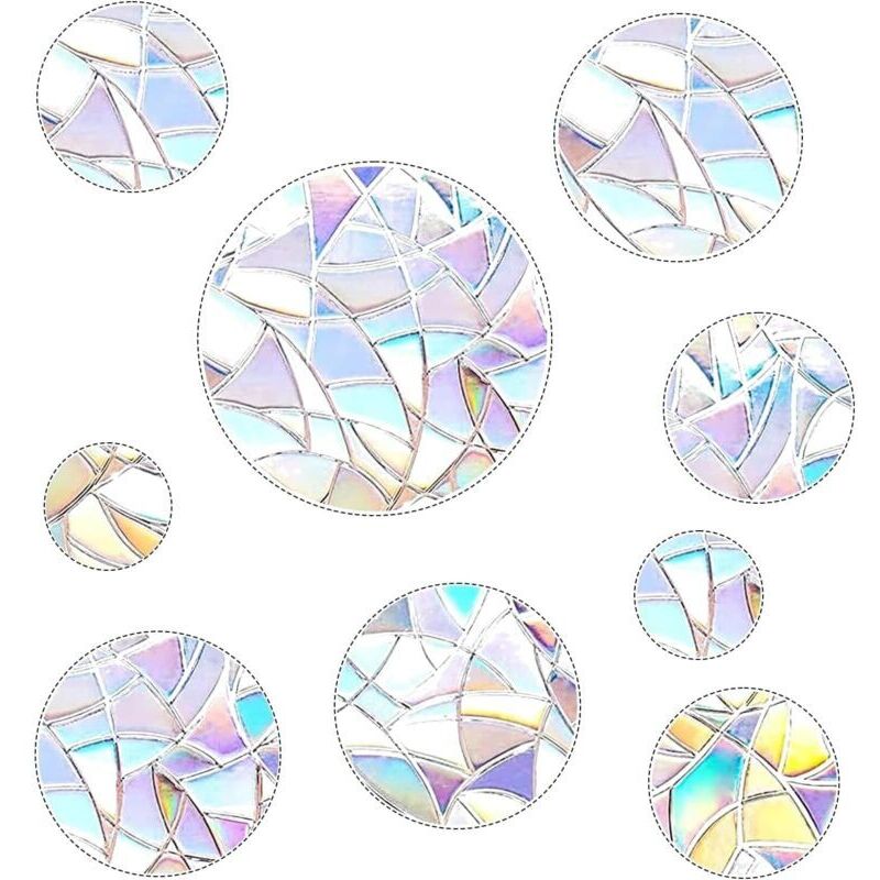 Lot de 52 autocollants pour fenêtre Prism - Anti-collision - Protection contre les oiseaux - Arc-en-ciel - En forme de cercle - Attrape-soleil