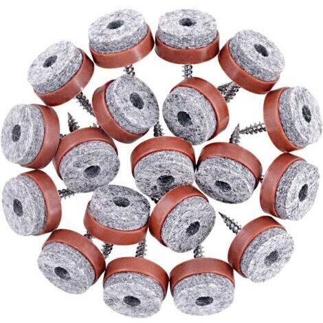 Lot de 52 patins antidérapants en feutre pour meubles avec patins en feutre à visser pour pieds en bois de chaise, table, canapé Marron 20 mm