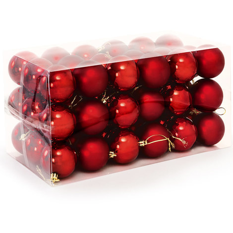 Lot De 54 Boules De Noël Coloris Rouge