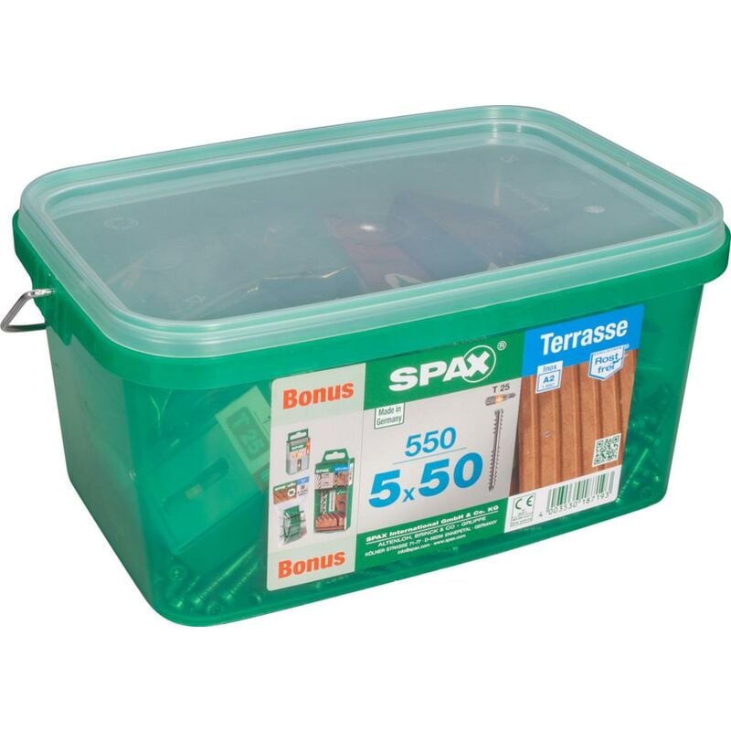 Lot de 550 vis terrasse inox tête cylindrique étoile Diam.5 mm x L.50 mm - Spax