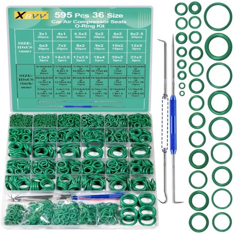 Lot de 595 joints toriques pour climatisation métrique et SAE automobiles A/C, compresseur robinet professionnel, toriques, réparation avec boutons joint torique -
