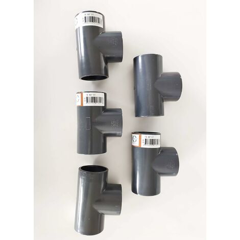 Lot de 5X Té 90° PVC Pression – U / 40mm intérieur 4CM F/F/F PN16