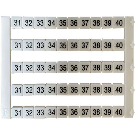 Lot de 5X10 étiquettes de marquage blanche 5x5mm, impression de 31 à 40 - IMO