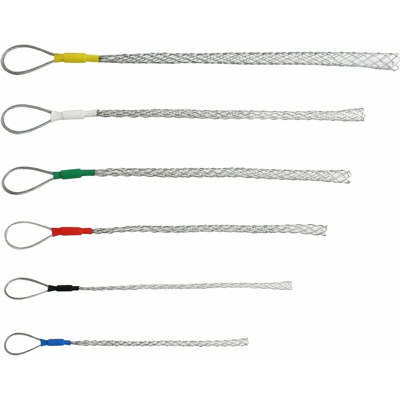 Lot de 6 4-25 Mm Kit de chaussettes de traction de câble en acier galvanisé antidérapant pour câble lassos