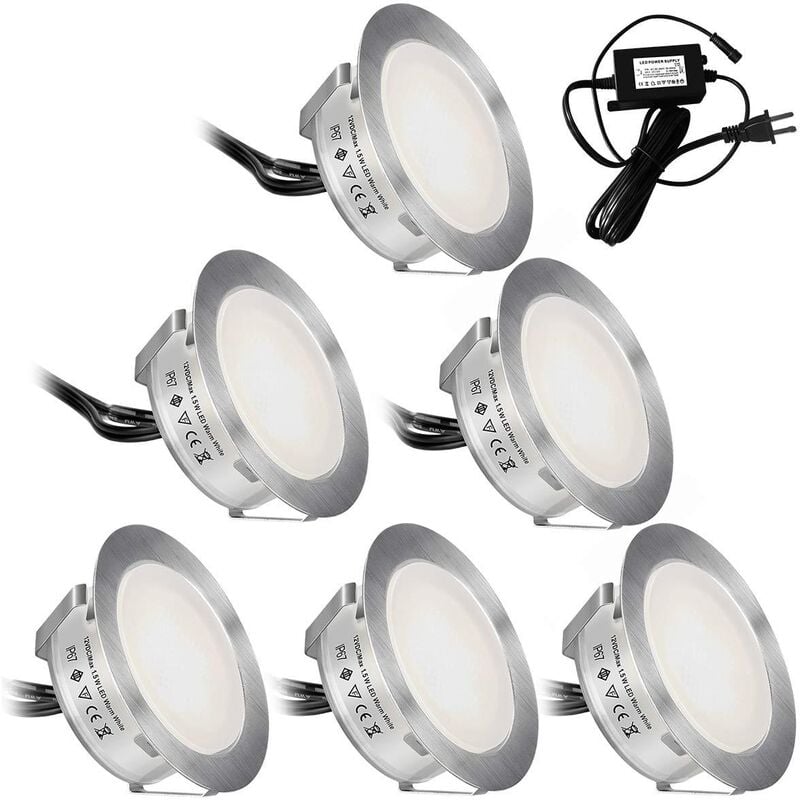 Lot de 6 φ55mm IP67 imperméabilisent la basse tension 12V - lumière blanche