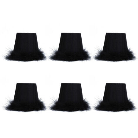 Lot de 6 abat-jour en tissu avec bordure en plumes pour suspension, accessoires de décoration lumineuse pour lustre.