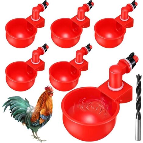 Lot de 6 abreuvoirs automatiques en plastique – Distributeurs d'eau pour poules, cailles, canards – Résistants aux variations de température