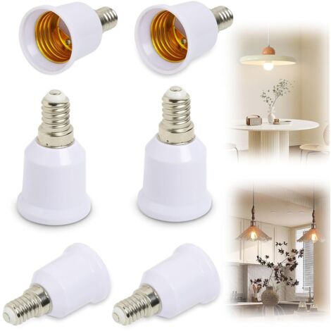 Lot de 6 Adaptateurs de Douille E14 vers E27, Convertisseur Pratique pour Ampoules LED Incandescentes Halogènes, Adaptateur de Culot Douille E14 vers E27, Facile à Utiliser
