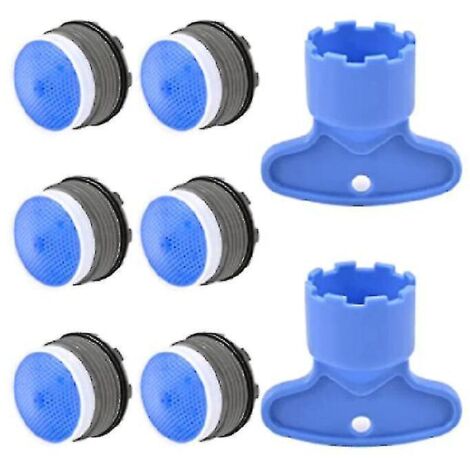 Lot de 6 aérateurs de robinet M18,5 + 2 outils de démontage d'aérateur, pour salle de bain ou kit de restriction de débit et aérateur à brancher de 18,5 mm