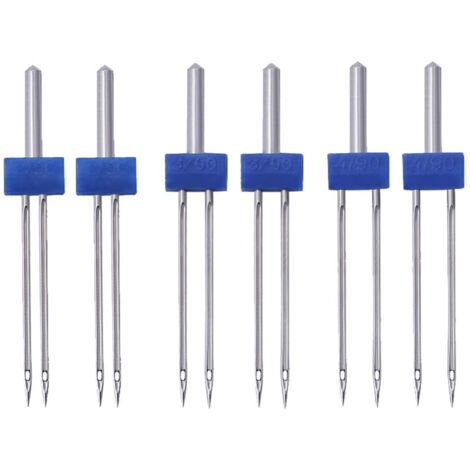 Lot de 6 aiguilles jumelées pour machine à coudre, double stretch, machine à coudre