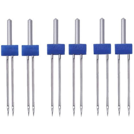 Lot de 6 aiguilles jumelées pour machine à coudre, double stretch, machine à coudre