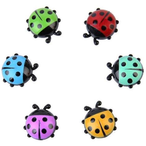 Lot de 6 aimants décoratifs pour réfrigérateur, motif coccinelle.