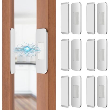 Lot de 6 Aimants pour Portes Placard - Ultra Fins - Aimant de Porte Adhésif pour Meuble, Loquet de Porte Puissant Aimant Loqueteux Magnétiques Aimant de Porte Autocollant pour Tiroirs