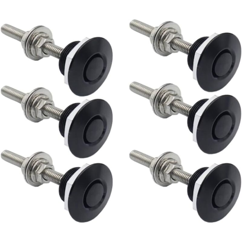 Lot de 6 Aluminium Vehicle Hood Pins-Quick Release Lock Loquet Bumper, License Plate Lock Clip, Push Button Bonnet