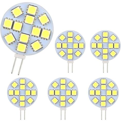 Lot de 6 Ampoule G4 LED 2W, AC/DC12-24V, 200LM Blanc Chaud 3000K, 12x 5050SMD, Équivalent Ampoule Halogène 20w, Non-Dimmable, pour Lumière d'armoire