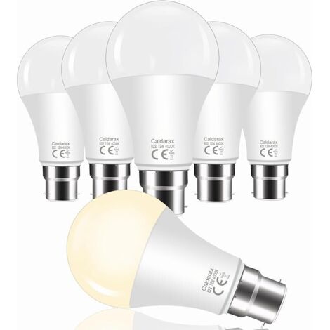 Lot de 6 Ampoule LED à Baïonnette B22 A60, 12W (Équivalent Ampoule Incandescente de 100W), Blanc Neutre 4000K, 1200LM, AC 175V-265V, Non-dimmable, pour l’éclairage Domestique