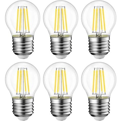 Lot de 6 Ampoule LED Standard E27 4W équivalent à 40W, Ampoule led e27 Vintage 470LM, 2700K Couleur Blanc Chaud Claire, Verre, 6 Pièces [Classe énergétique E]