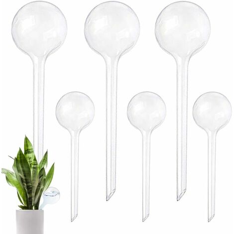 Lot de 6 ampoules d'arrosage transparentes pour plantes, globes d'arrosage automatiques, boule d'ampoules à arrosage automatique en plastique pour plantes, jardin, décoration extérieure intérieure