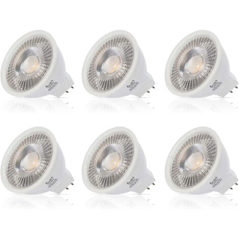 Lot de 6 ampoules de rechange halogènes LED MR16 5 W 35 W-50 W 12 V GU5.3 BiPin 5000 K lumière du jour