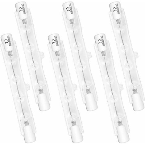 Lot de 6 Ampoules Halogènes R7S 78mm 100W 230V, Lampe à Tube Halogène Dimmable, Lumière Blanche Chaude 2700K, Flux Lumineux de 1500LM, Projecteurs Halogènes Linéaires, Idéal pour l'Éclairage de Paysag