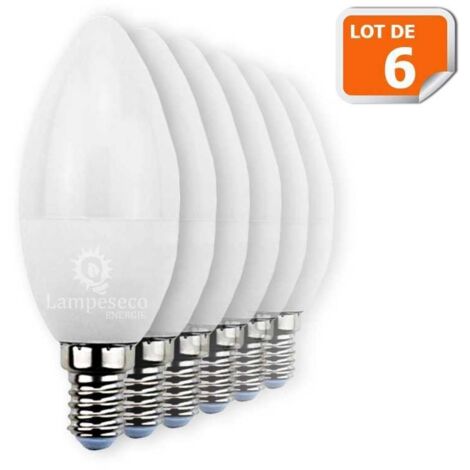 Lot de 6 Ampoules LED bougie E14 6W 480 lumens